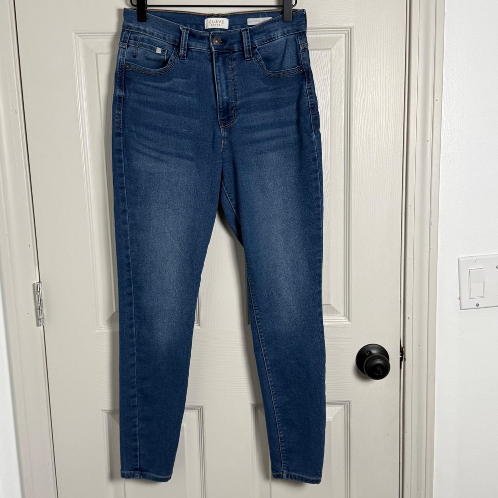 Curve Appeal Jeans Womens 6/28 Blue Essential Skinny Medium Wash Blue High Rise
